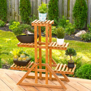 3 Tier A-Cut Wooden Plant Stand
