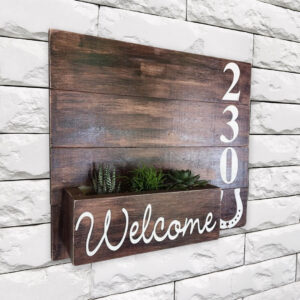 Wooden Name & House Number Wall Sign