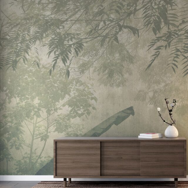 Escape to a serene green forest sanctuary with our enchanting wall mural. Let the soothing hues and intricate details of the majestic trees transport you to a tranquil world of natural wonder. 

#customprintwallpaper #greenforestrymural
